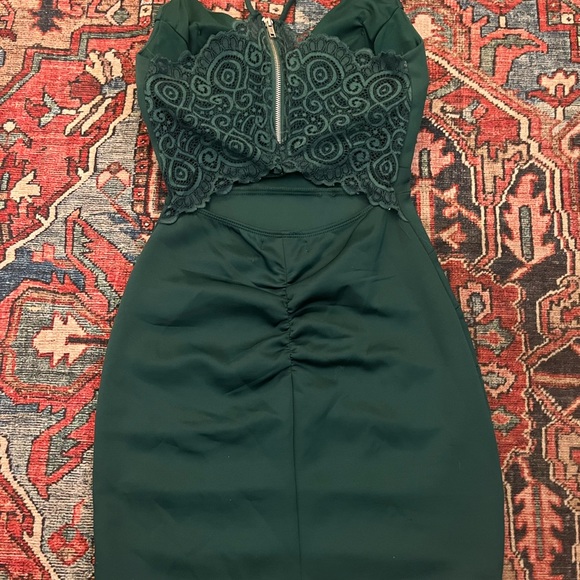 Dark Green Mini Dress Homecoming - Picture 2 of 5